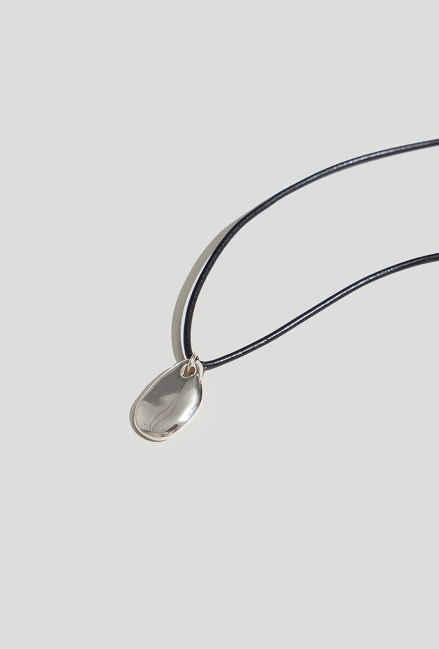 Small Pebble Pendant Necklace with Silver Cord – MASLO CO.