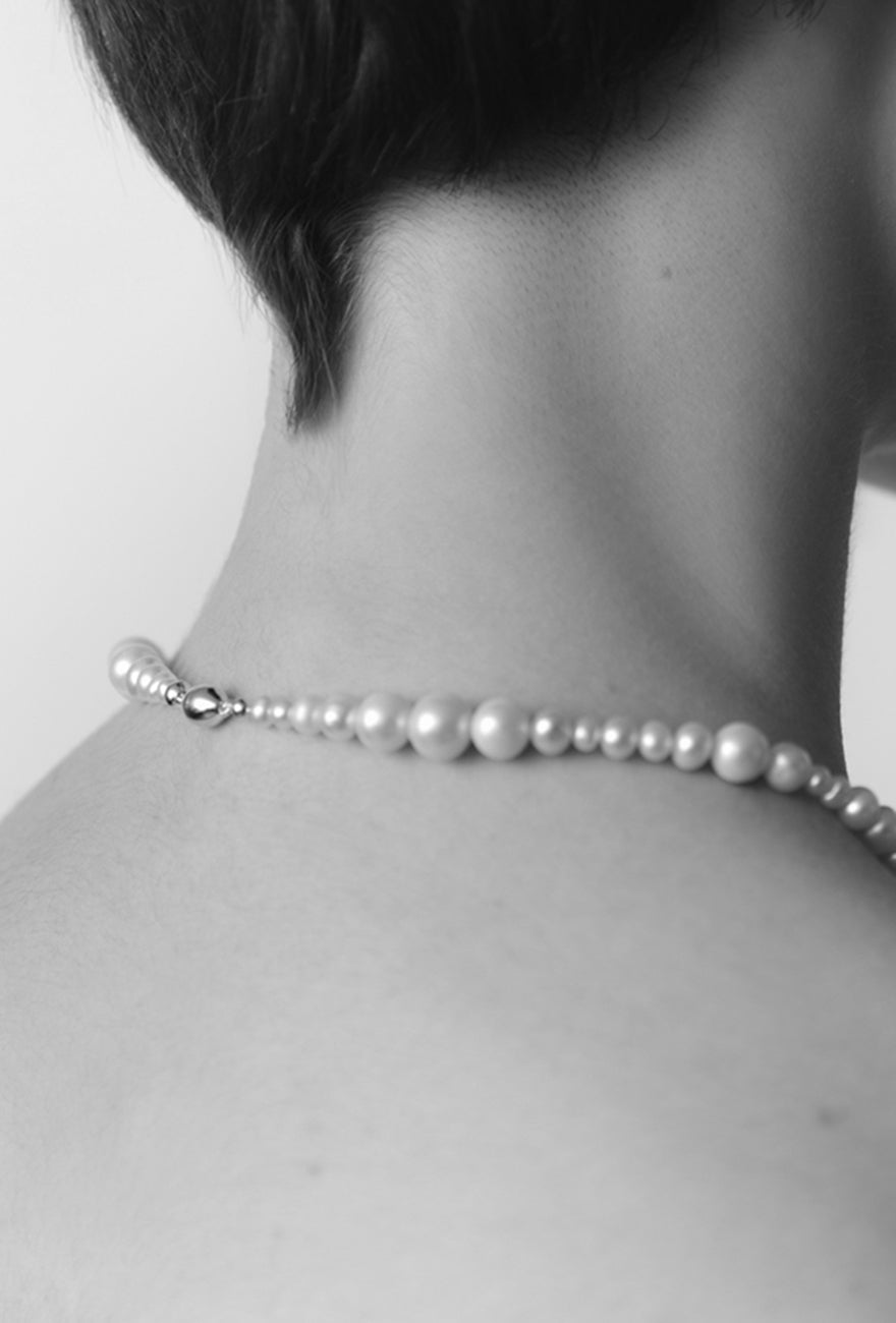 Mixed Pearl Necklace Large Sterling Silver