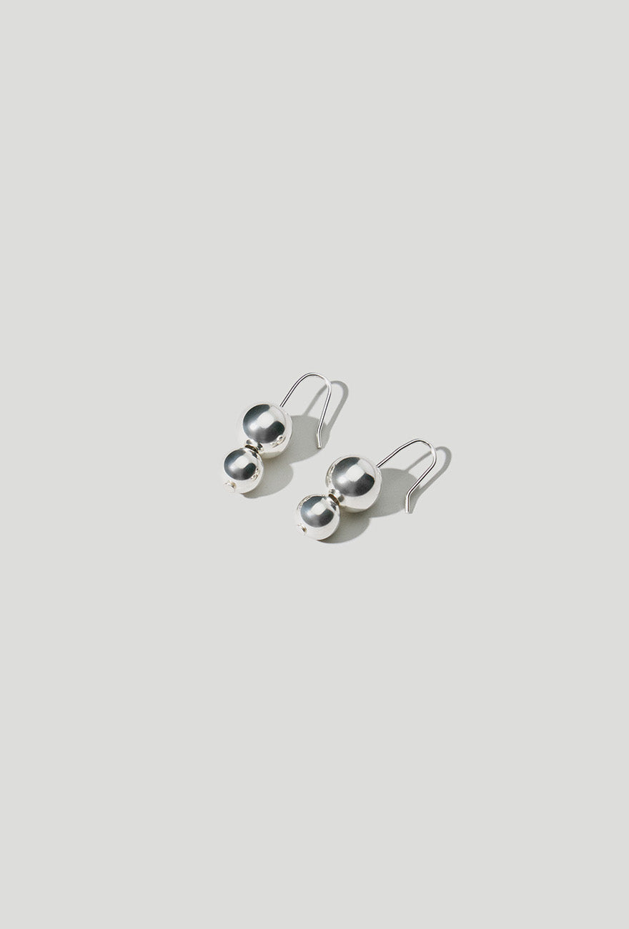 Double Orb Sterling Silver Earrings