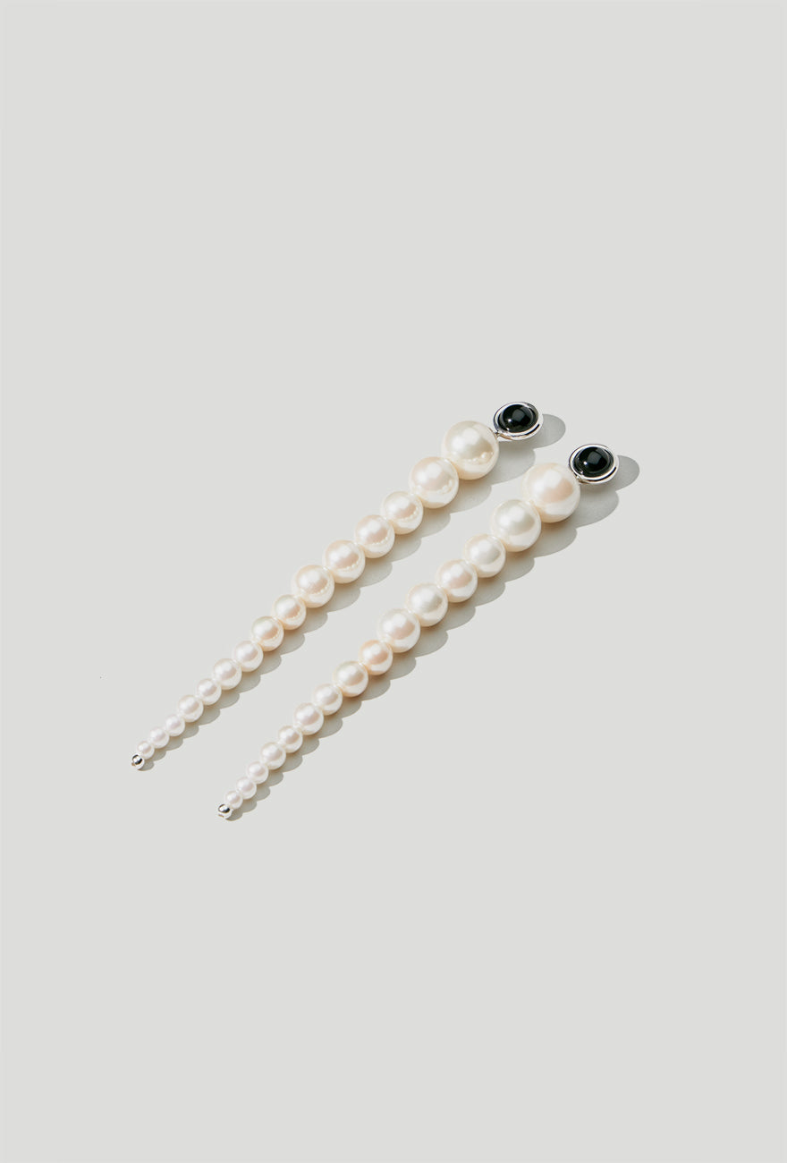 Willow Earrings Pearl & Black Onyx