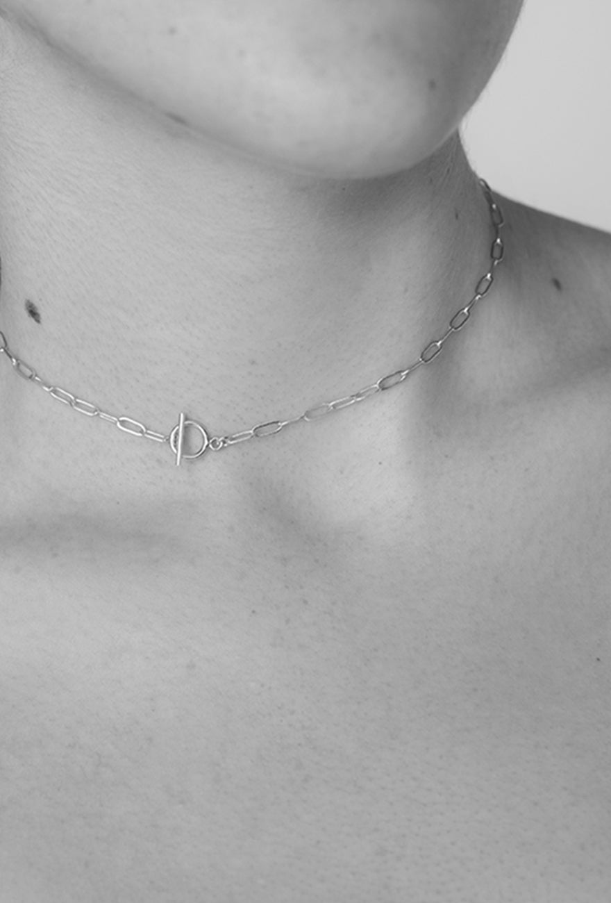 Drawn Cable Chain Toggle Necklace Sterling Silver