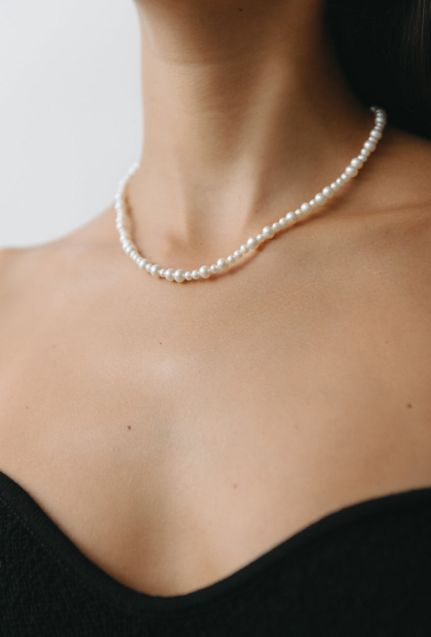 Mixed Pearl Necklace Small Sterling Silver