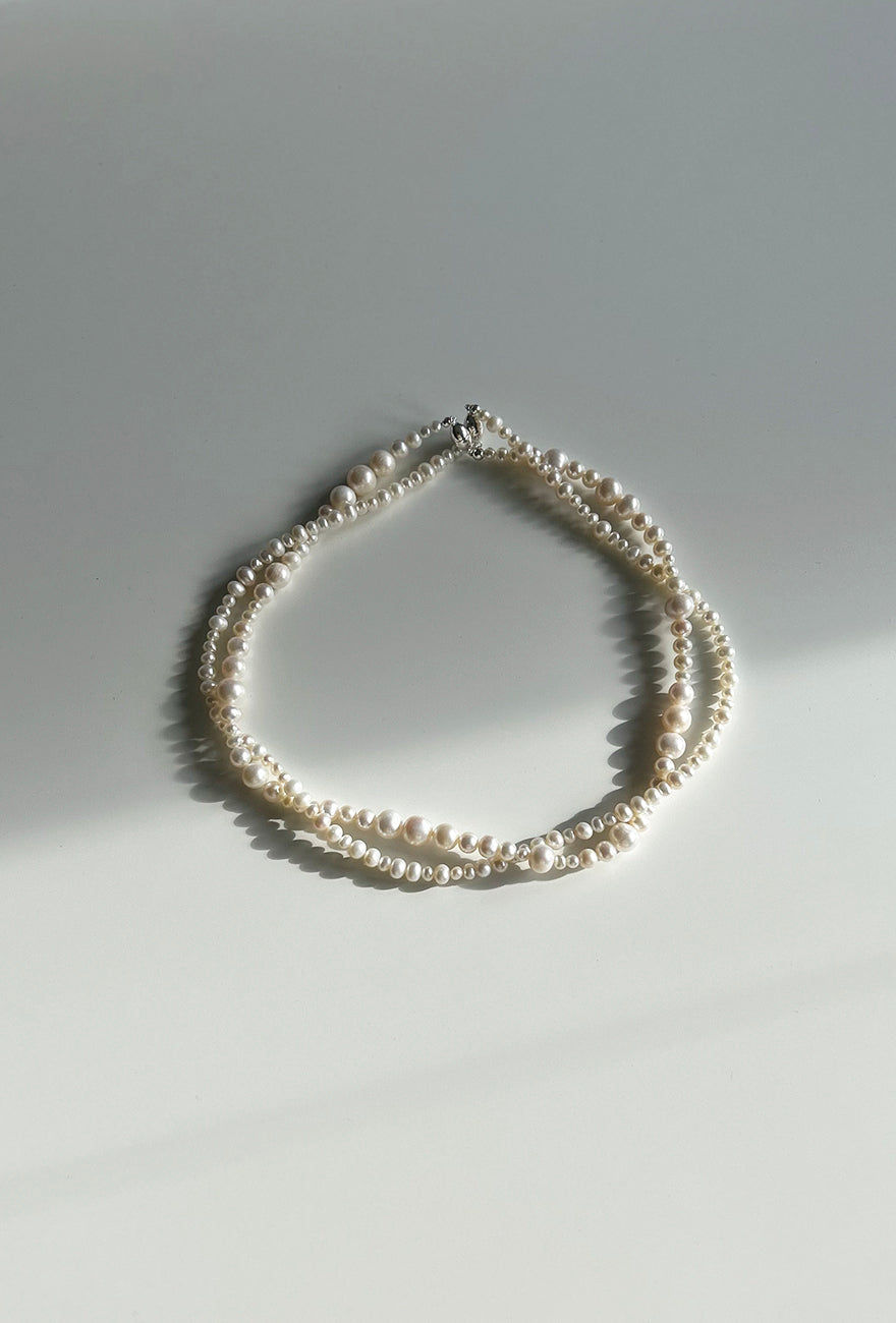 Mixed Chain & Pearl Gold and Silver Bracelet
