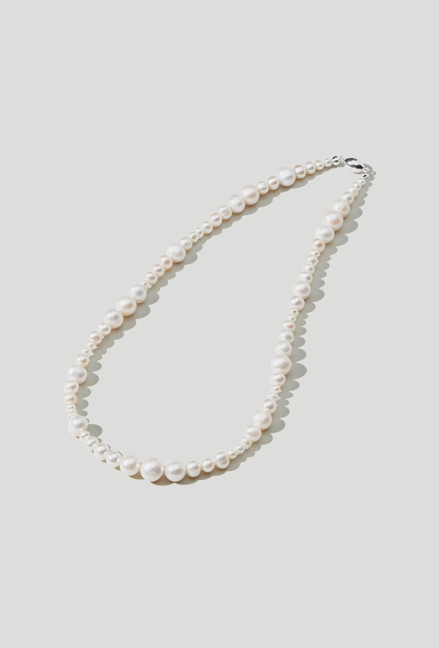 Mixed Pearl Necklace Large Sterling Silver