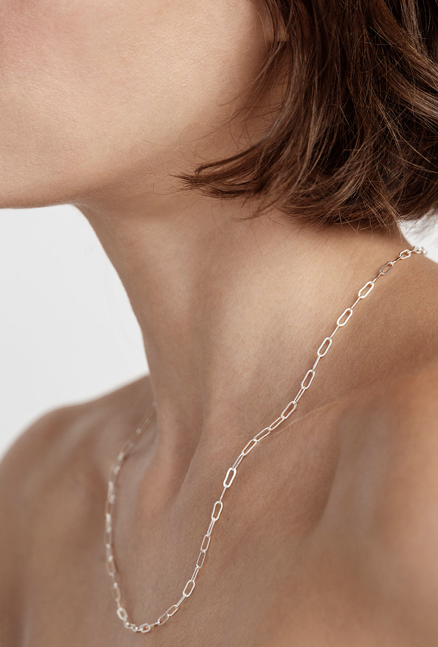 Sterling Silver Wedding Necklace | Drawn Cable Chain Necklace Sterling Silver - Maslo Jewelry