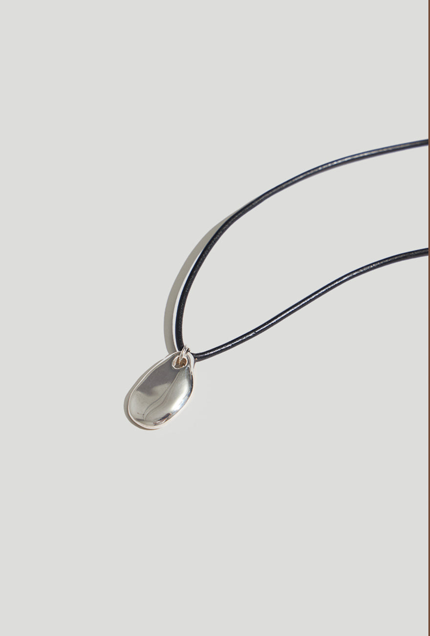 Small Pebble Pendant Necklace Silver Cord – MASLO CO.
