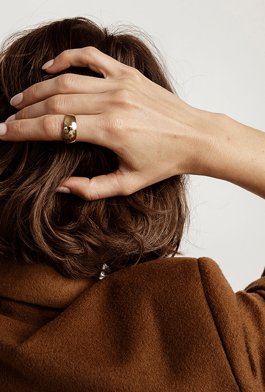 New Domed Gold Ring | Shop Gold Plated Ring Online | Best Price - Maslo Jewelry